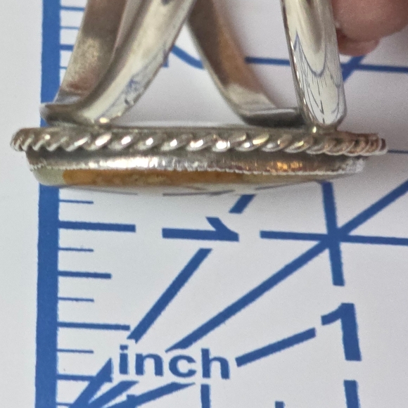 Vintage Native American Sterling Silver Cuff Bracelet with Jasper Stone 29.35 g - Picture 9 of 13